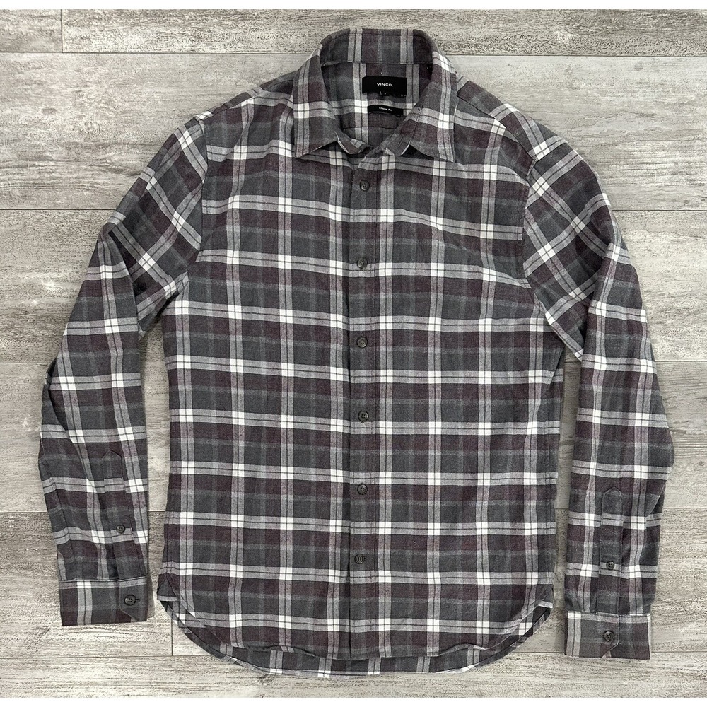 Vince Plaid Button Front Long Sleeve Shirt Mens Size Small Great Condition